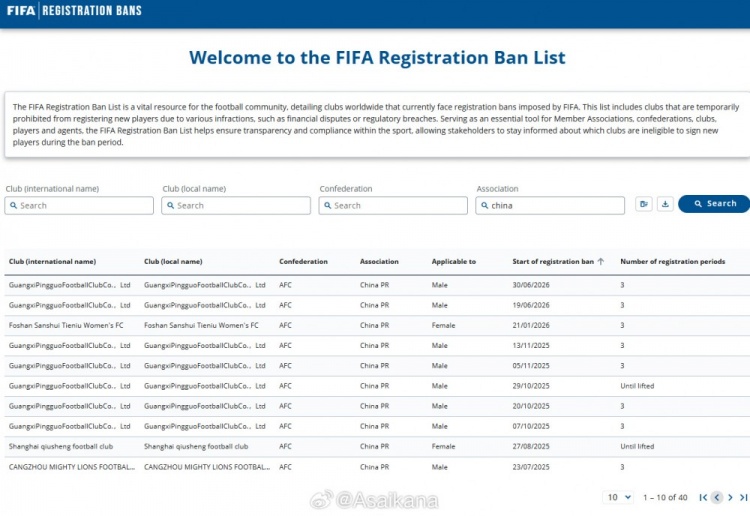 FIFA禁令清零:延边龙鼎、青岛海牛解除注册限制