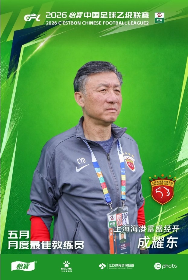 成耀东当选五月中乙最佳教练 海港富盛经开北区领跑