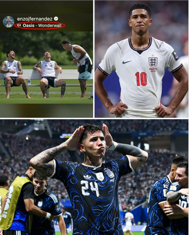 恩佐半决赛进球后社媒晒与梅西大笑照,配乐《Wonderwall》