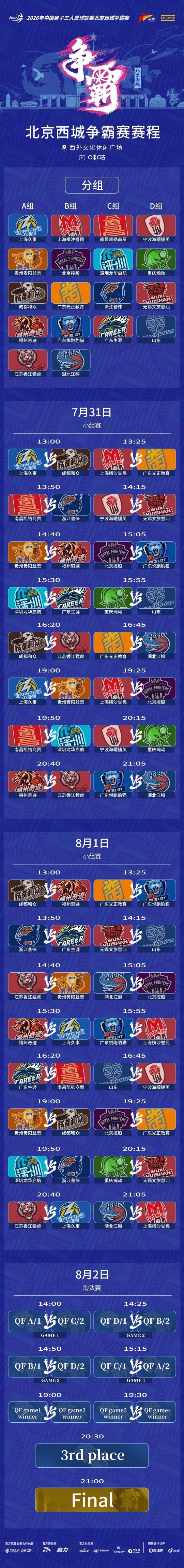 北京西城争霸赛7月31日开打 冠军直通洪川挑战赛