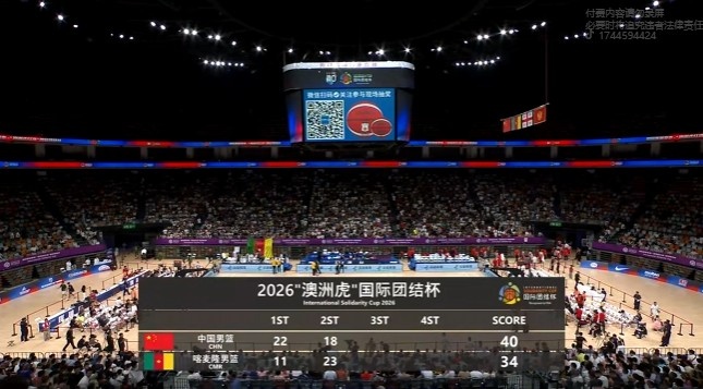半场战报：贺希宁11+4+4 中国男篮领先喀麦隆6分