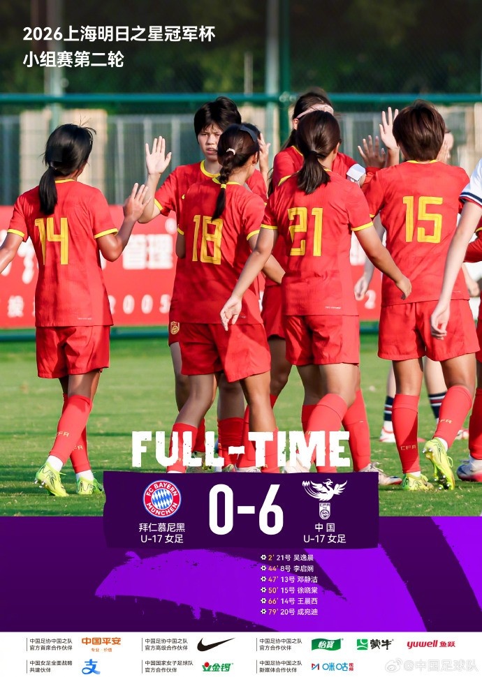 中国U-17女足6比0拜仁慕尼黑 吴逸晨王晨西均传射 中国U-17女足6比0拜仁慕尼黑 吴逸晨王晨西均传射