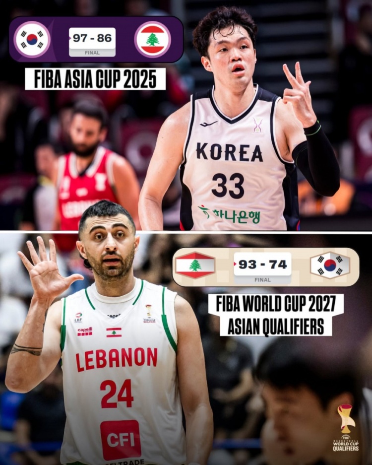 中国下一场的对手!黎巴嫩93-74大胜韩国 篮板碾压&首发合砍72分 中国下一场的对手!黎巴嫩93-74大胜韩国 篮板碾压&首发合砍72分
