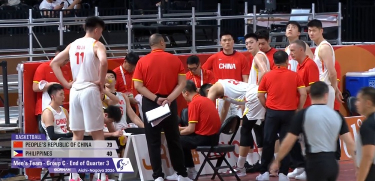 命中率下滑!中国男篮第三节13-10菲律宾 上半场两个单节均30+
